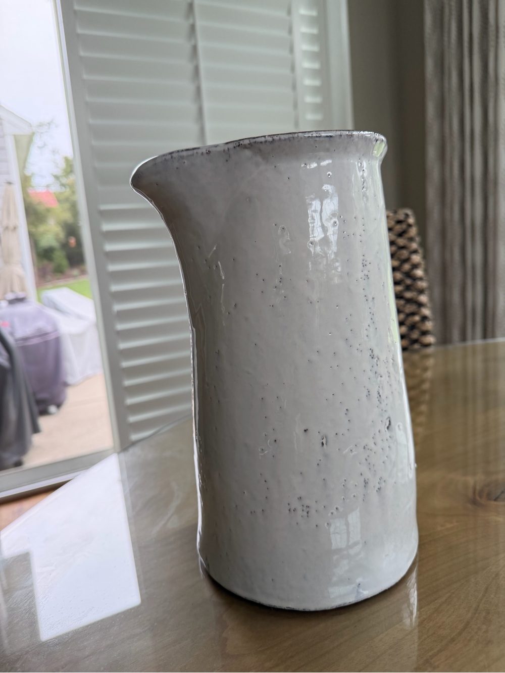 Cream Ceramic Pitcher Vase - Minimal Home Art